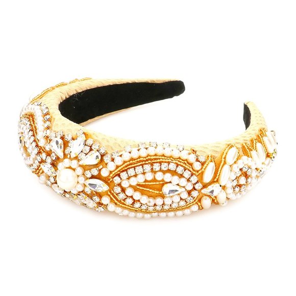 Fabulous Bejeweled Rhinestone Crystal Pearl Embellished Headband